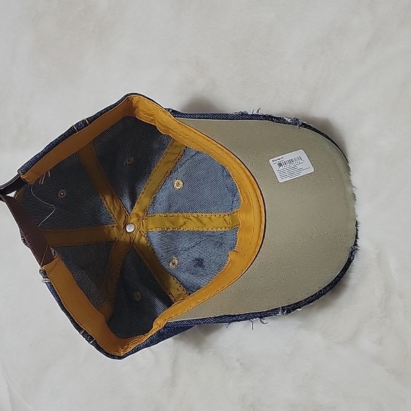 Fluer de Lis Dark Blue Denim Distressed Ladies Baseball Hat - Picture 6 of 7